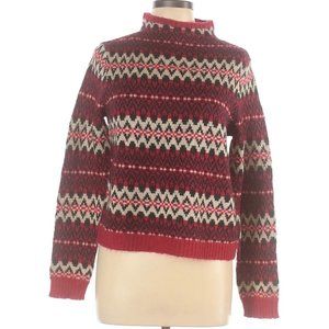 Chaps NWT $69 mock neck red black sweater PL petite large. K2